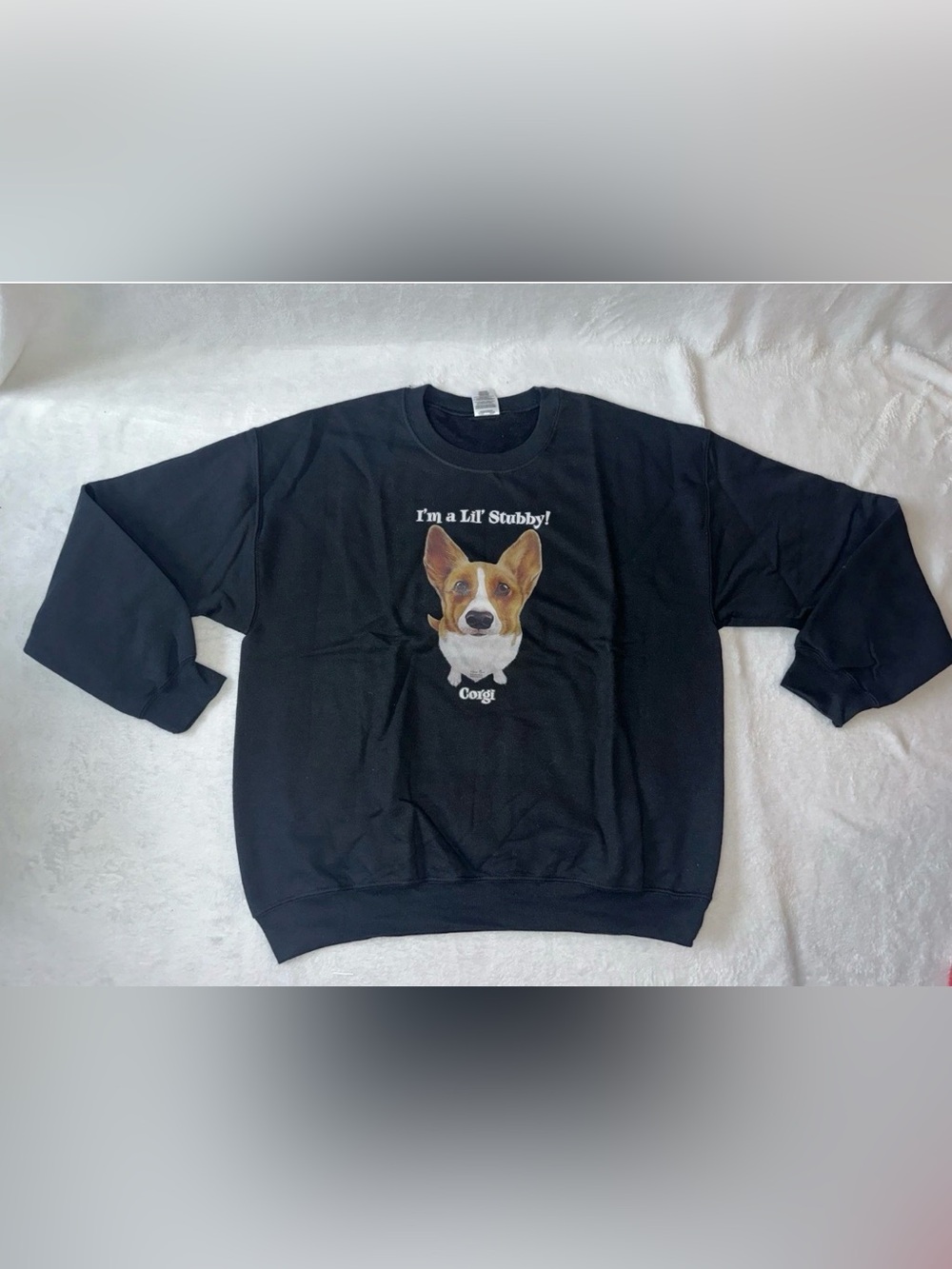Pembroke Welsh Corgi Puppy Unisex Crewneck Sweatshirt Gildan Large L Lil Stubby